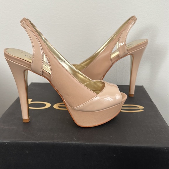 Bebe nude heels with sling back - Picture 3 of 6